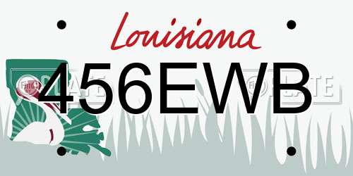 456EWB Louisiana License Plate