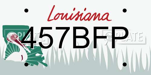 457BFP Louisiana License Plate