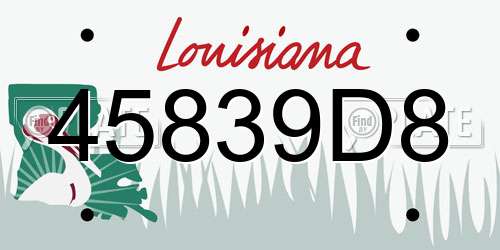 45839D8 Louisiana License Plate
