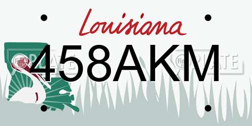 458AKM Louisiana License Plate