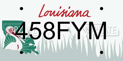 458FYM Louisiana License Plate