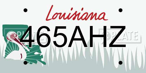 465AHZ Louisiana License Plate