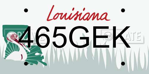 465GEK Louisiana License Plate