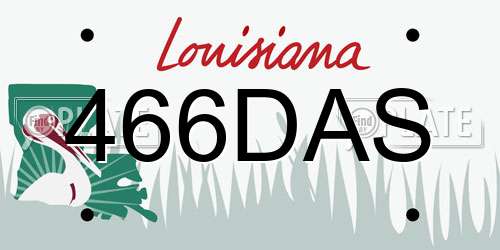 466DAS Louisiana License Plate