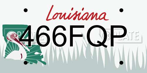 466FQP Louisiana License Plate