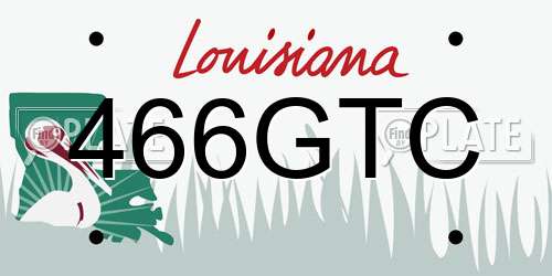 466GTC Louisiana License Plate