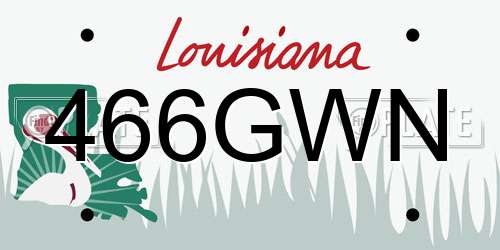 466GWN Louisiana License Plate