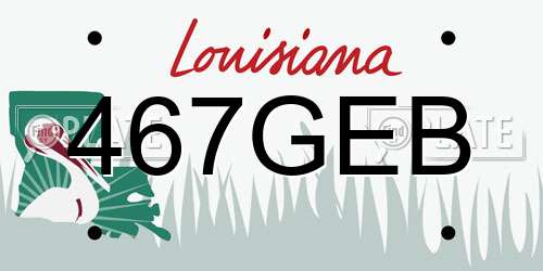 467GEB Louisiana License Plate