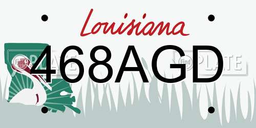 468AGD Louisiana License Plate
