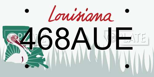 468AUE Louisiana License Plate