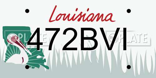 472BVI Louisiana License Plate