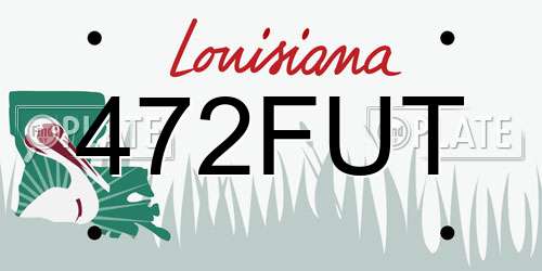 472FUT Louisiana License Plate