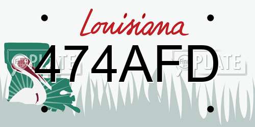 474AFD Louisiana License Plate