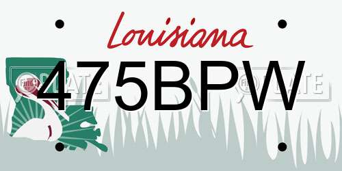475BPW Louisiana License Plate