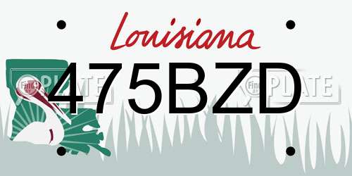 475BZD Louisiana License Plate
