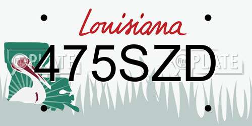 475SZD Louisiana License Plate