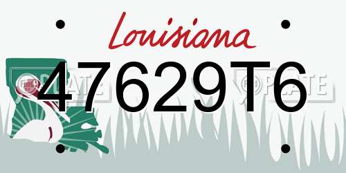 47629T6 Louisiana License Plate