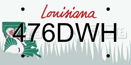 476DWH Louisiana License Plate