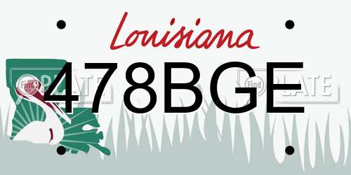 478BGE Louisiana License Plate