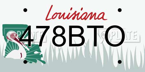 478BTO Louisiana License Plate