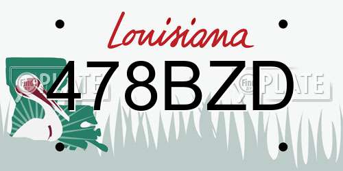 478BZD Louisiana License Plate