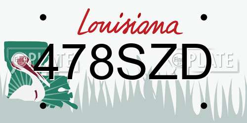 478SZD Louisiana License Plate