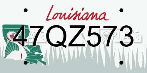 47QZ573 Louisiana License Plate