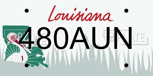 480AUN Louisiana License Plate