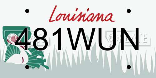 481WUN Louisiana License Plate