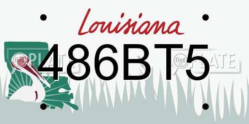 486BT5 Louisiana License Plate