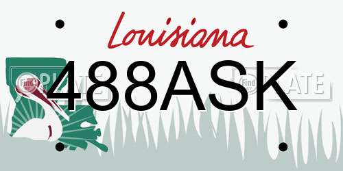 488ASK Louisiana License Plate