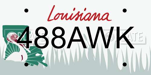 488AWK Louisiana License Plate