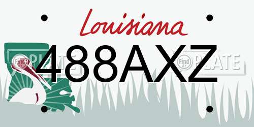 488AXZ Louisiana License Plate