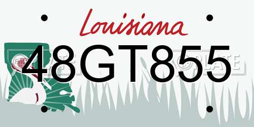 48GT855 Louisiana License Plate