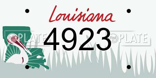 4923 Louisiana License Plate