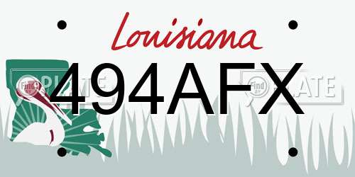 494AFX Louisiana License Plate
