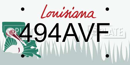494AVF Louisiana License Plate