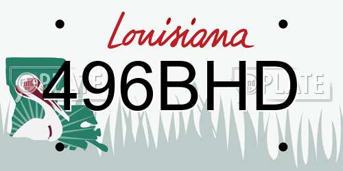496BHD Louisiana License Plate
