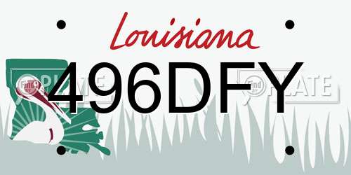 496DFY Louisiana License Plate