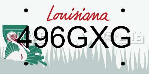 496GXG Louisiana License Plate