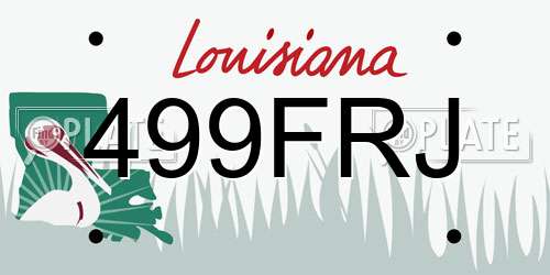 499FRJ Louisiana License Plate