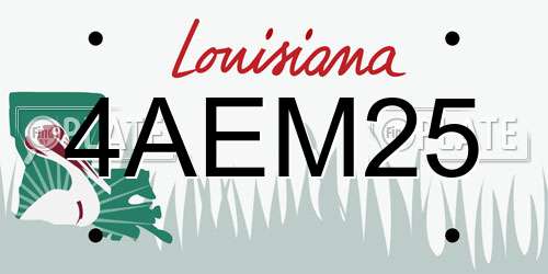 4AEM25 Louisiana License Plate