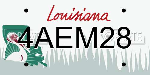 4AEM28 Louisiana License Plate