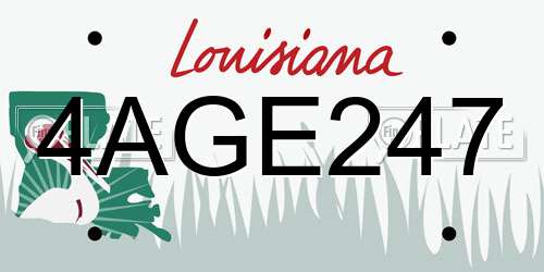 4AGE247 Louisiana License Plate