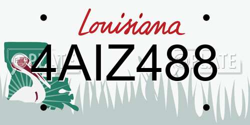 4AIZ488 Louisiana License Plate