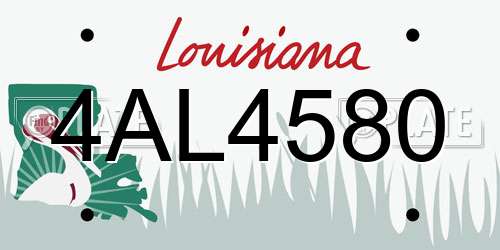 4AL4580 Louisiana License Plate