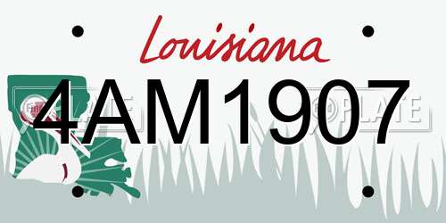 4AM1907 Louisiana License Plate