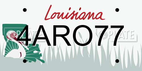 4ARO77 Louisiana License Plate
