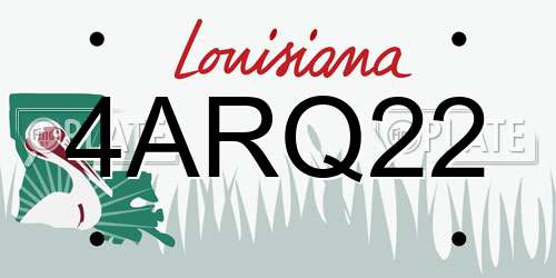 4ARQ22 Louisiana License Plate