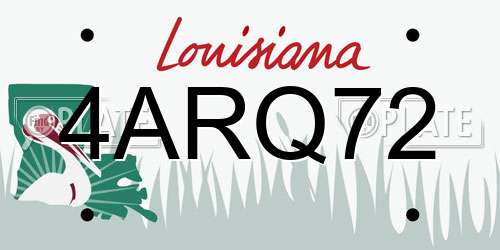 4ARQ72 Louisiana License Plate